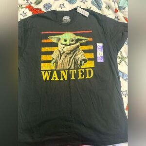 Star Wars Black Short Sleeve Tee with Grogu 'WANTED' Graphic